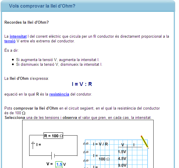 Vols comprovar la llei d'Ohm? | Recurso educativo 33403