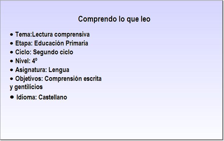 Lectura comprensiva | Recurso educativo 34124