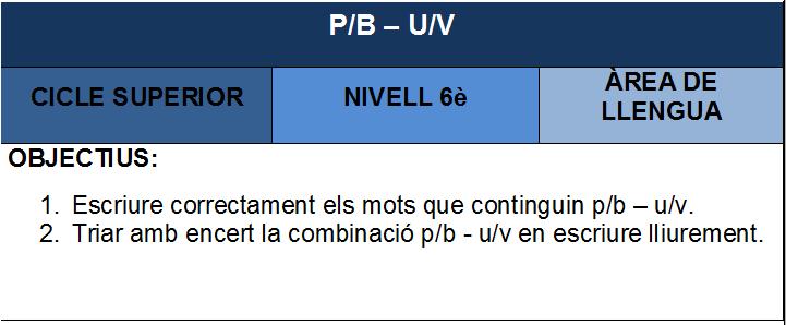 Mots amb P/B i U/V | Recurso educativo 34268