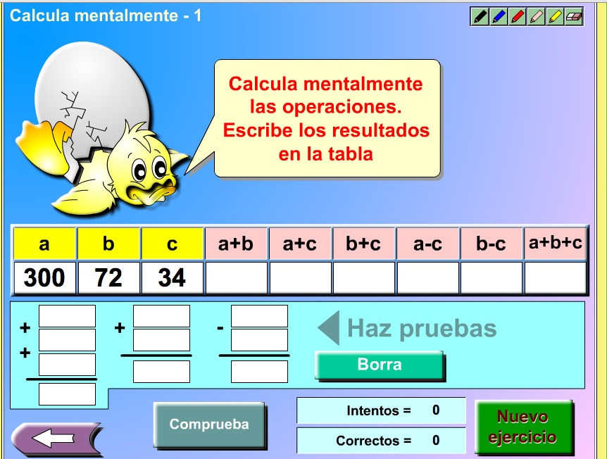 Cálculo mental de operaciones simples | Recurso educativo 37369