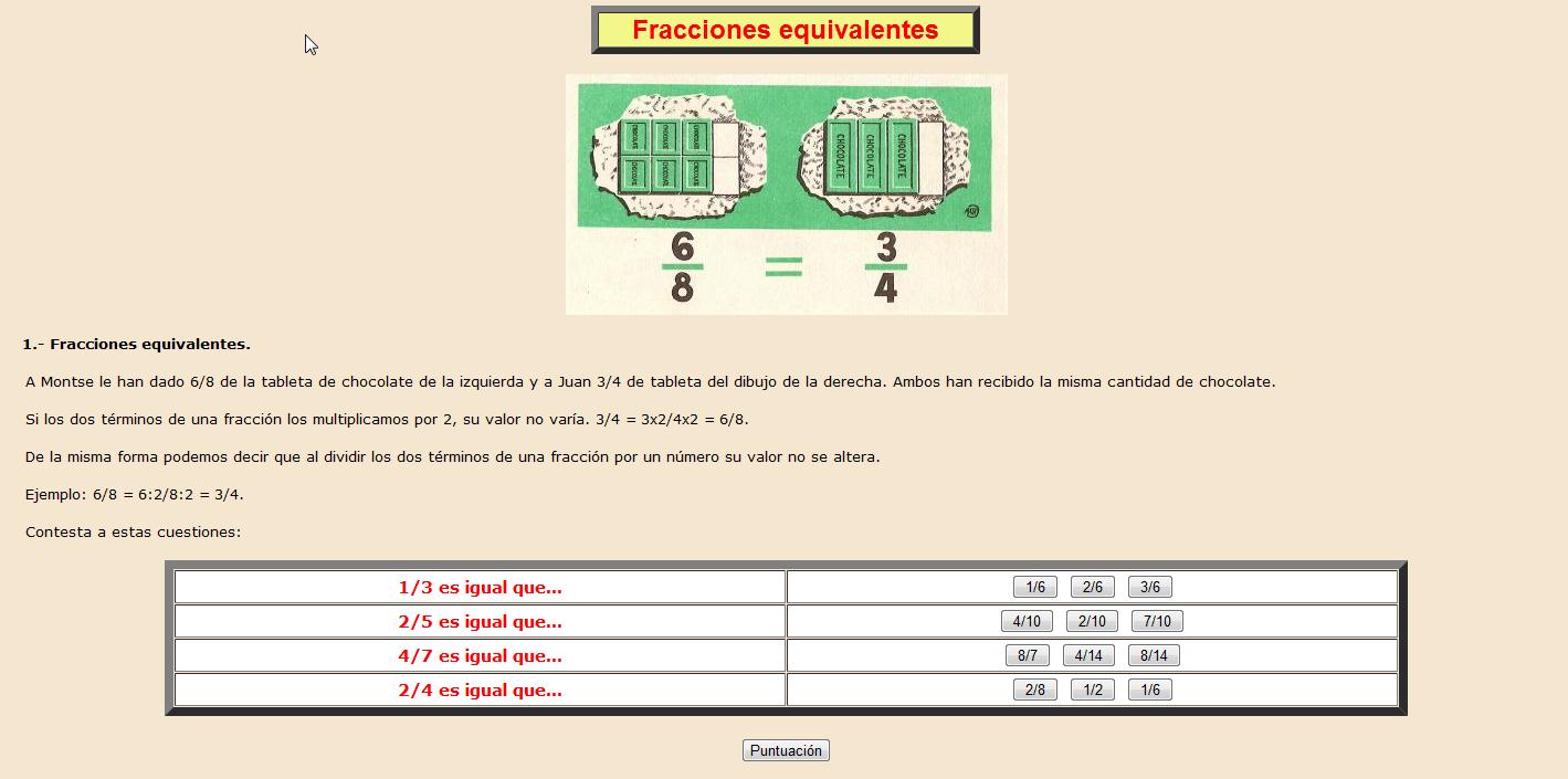 Fracciones equivalentes | Recurso educativo 37999