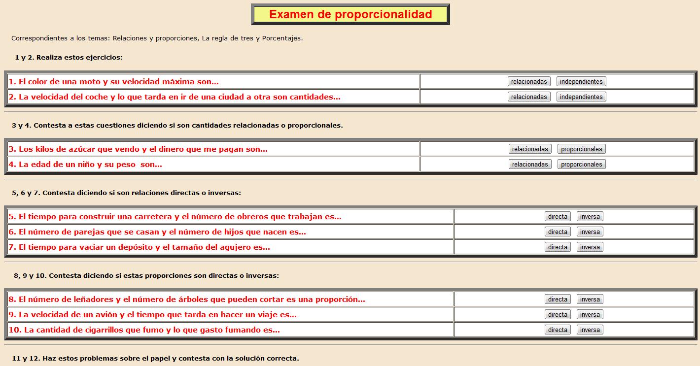 Examen de proporcionalidad | Recurso educativo 38106