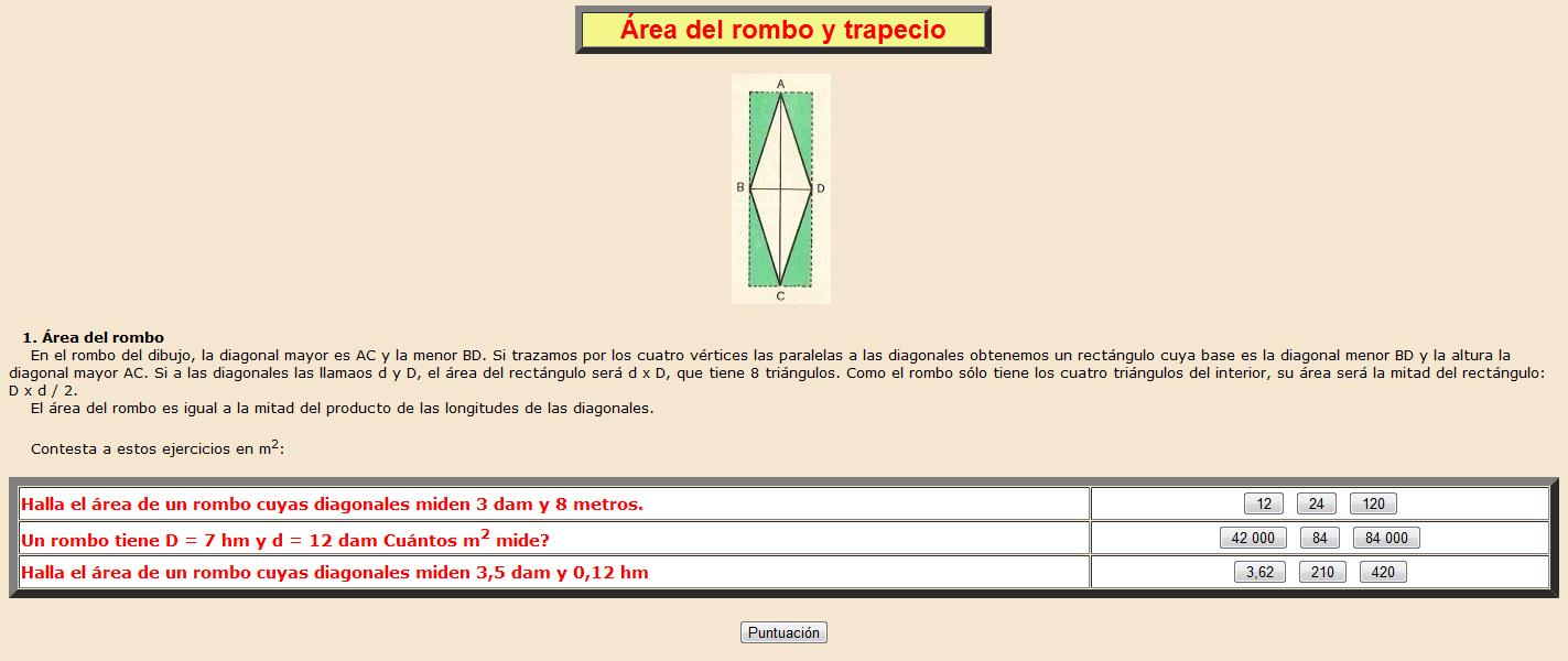 Área del rombo y trapecio | Recurso educativo 38124