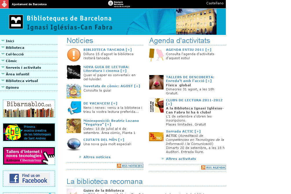 Pàgina web de la biblioteca Ignasi Iglésias-Can Fabra | Recurso educativo 39127