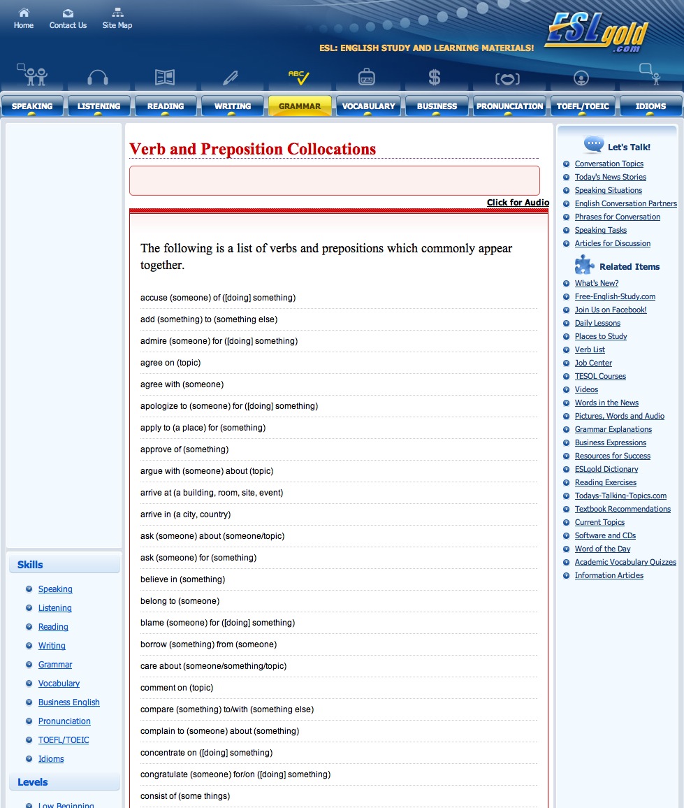 Verb and Preposition Collocations | Recurso educativo 40304