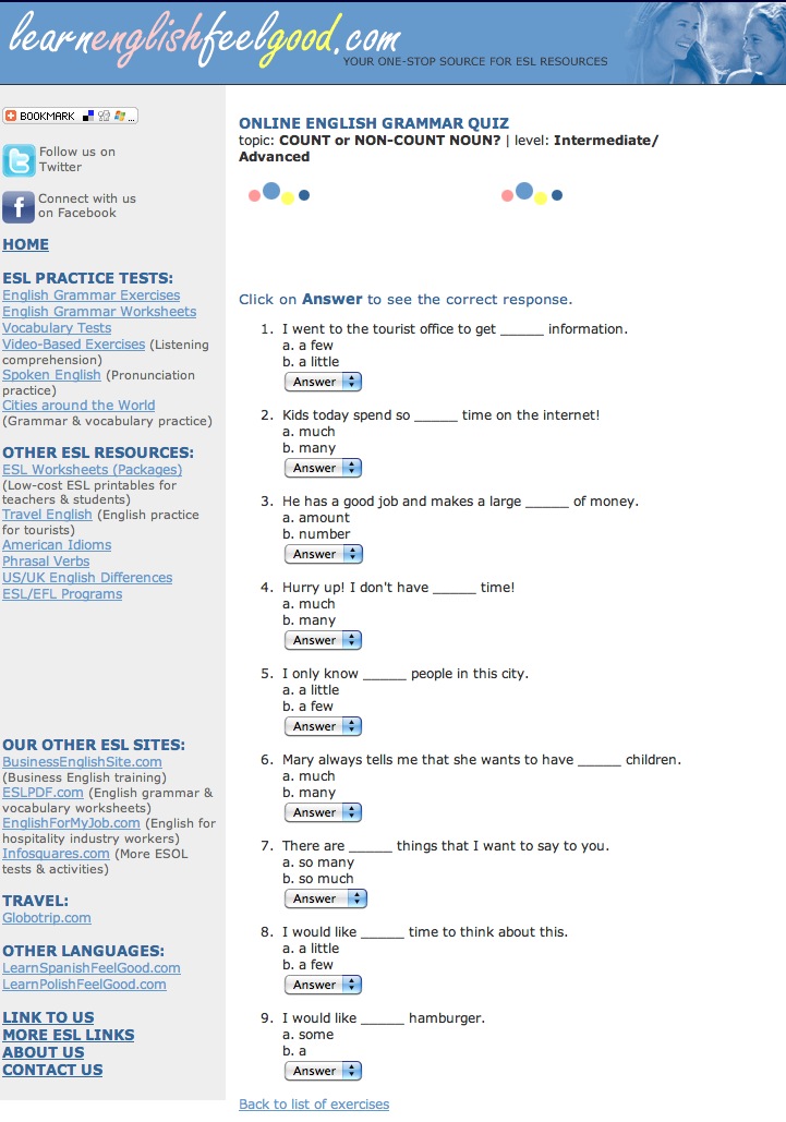 Countable or countable grammar quiz | Recurso educativo 40409