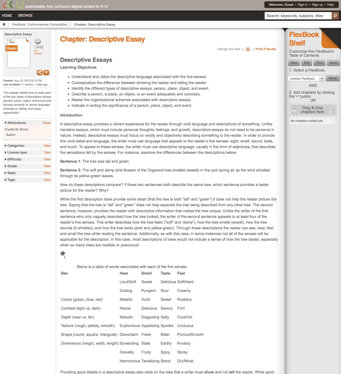 Commonsense Composition, writing a descriptive essay | Recurso educativo 41060