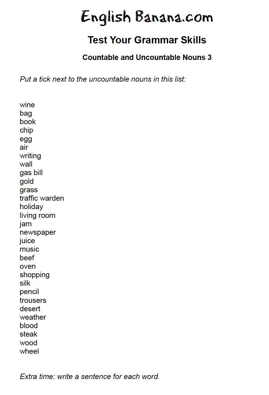 Countable and uncountable nouns | Recurso educativo 42594