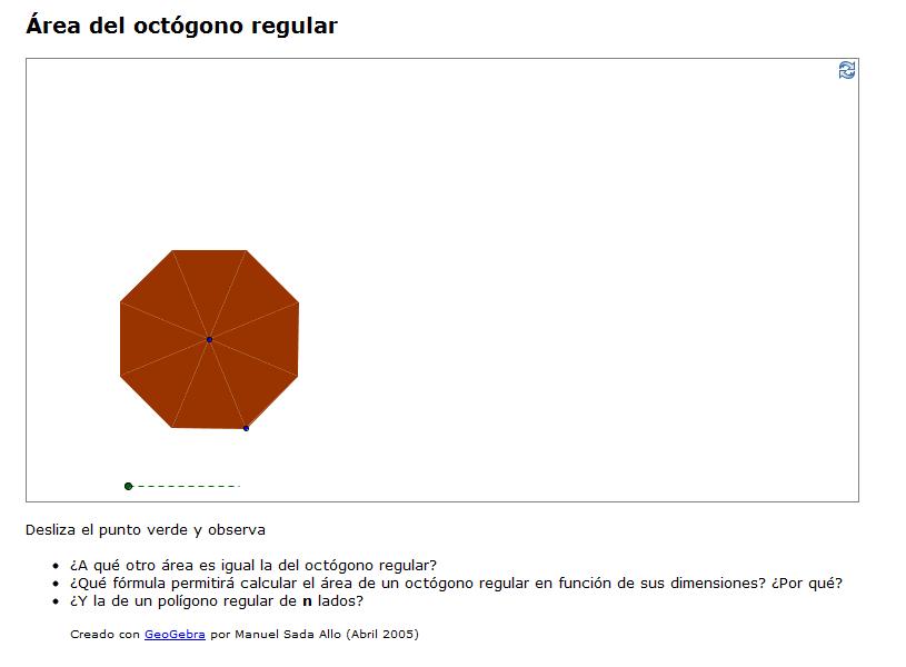 Área del octógono regular | Recurso educativo 44804