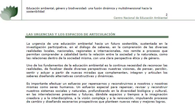 Educación ambiental, género y biodiversidad: una fusión dinámica y multidimensional hacia la sostenibilidad | Recurso educativo 46456