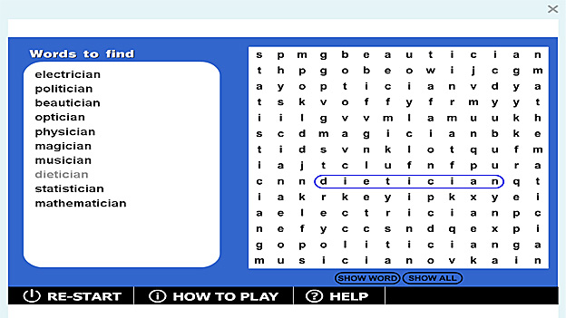 Wordsearch '-cian' game | Recurso educativo 65811