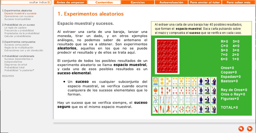 1. Experimentos aleatorios: Espacio muestral y sucesos | Recurso educativo 92298